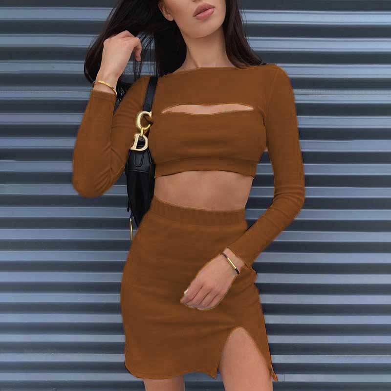 Cutout Top and Skirt Set