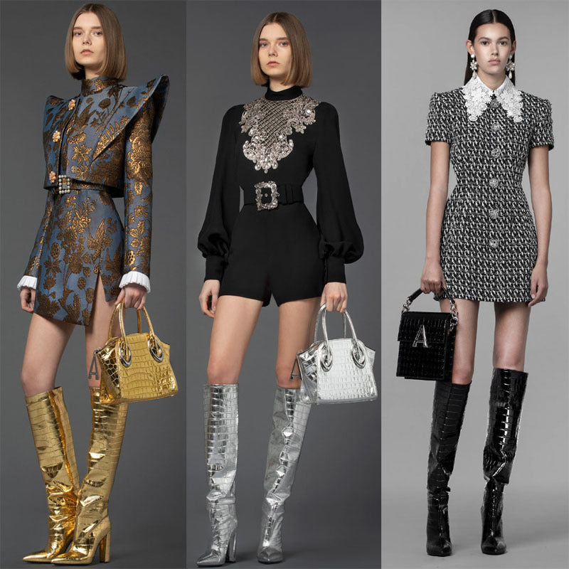 Croc Stiletto Knee Boots