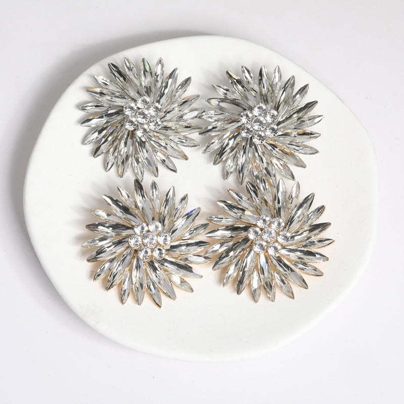 Rhinestone Flowers Earrings