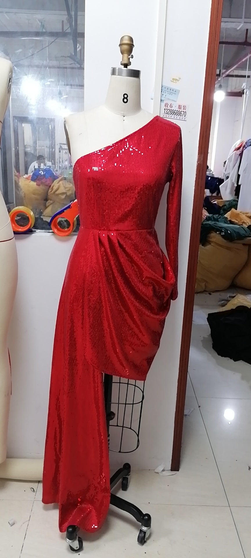 Sequin One Shoulder Dress